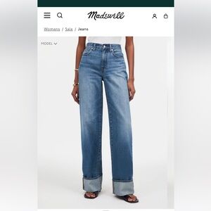 Madewell Super Wide Leg Jeans Fannin Wash NQ160 Size 24